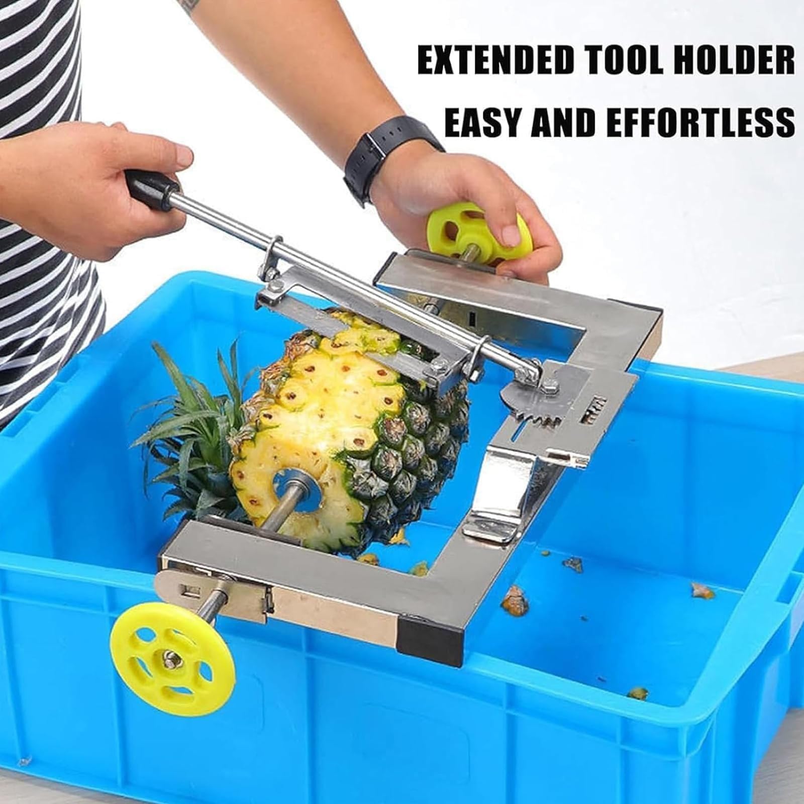 Ananas-Schäl- und Schneidemaschine, kommerzielle Ausrüstung aus Edelstahl für eine effiziente Obstverarbeitung in verschiedenen Einstellungen