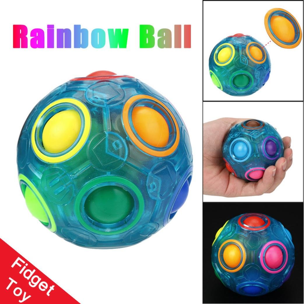 Lywey Luminous Stress Reliever Magic Rainbow Ball Fun Cube Fidget Puzzle Education Toy With 12 Holes And 11 Balls