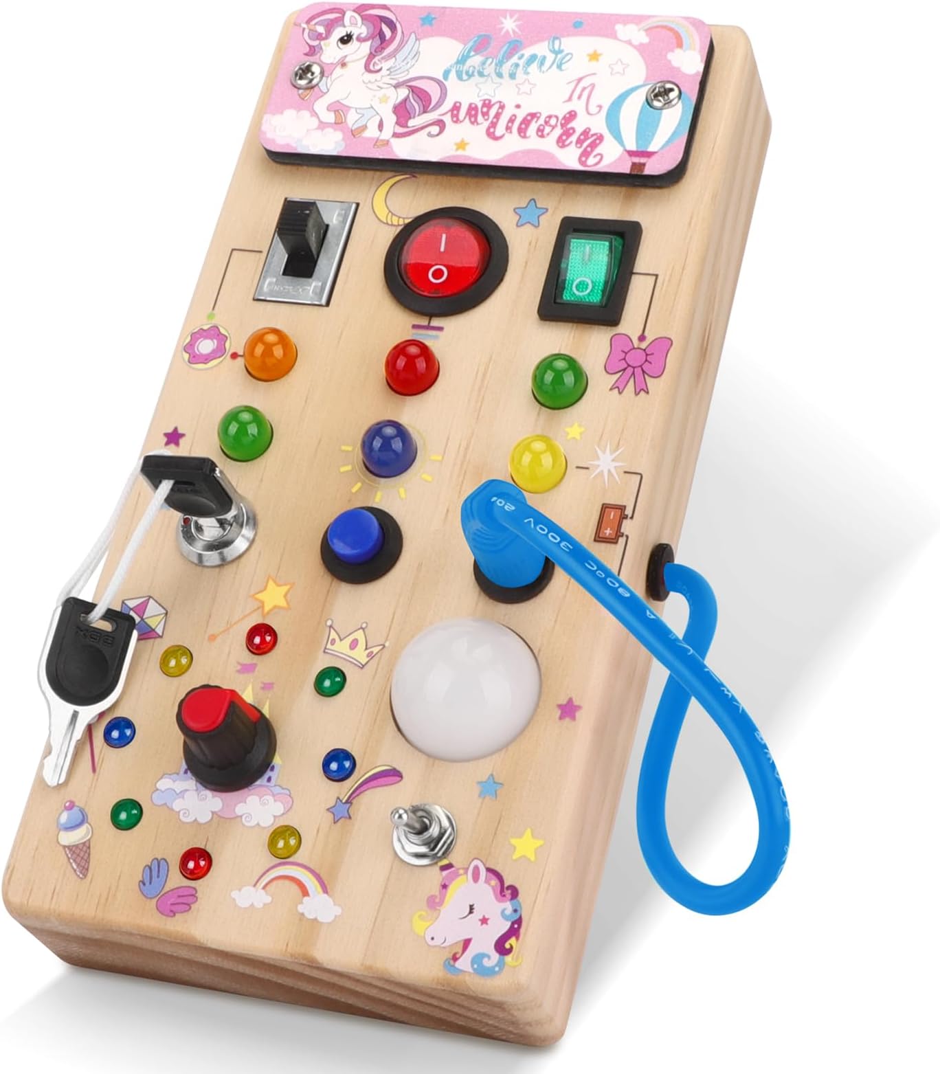 Toddler Montessori Busy Board Wooden Sensory Board Toys Locks Latches