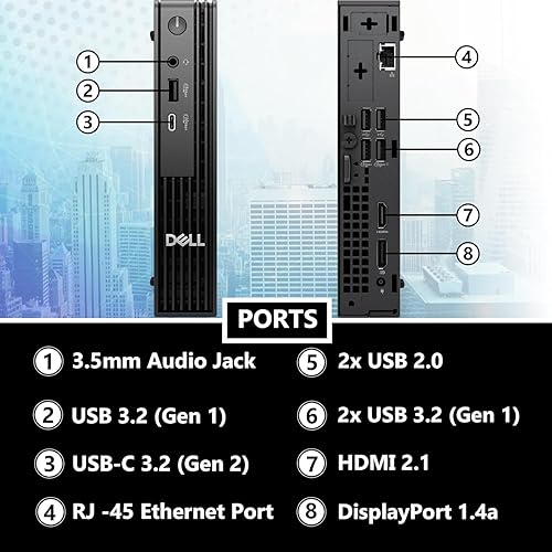 Vista 14 de Dell Escritorio Pro Slim QCS1250 SFF (OptiPlex de próxima generación), 14ª generación i5-14500 (14 núcleos, hasta 5.0 GHz), 16 GB DDR5 RAM, 1 TB