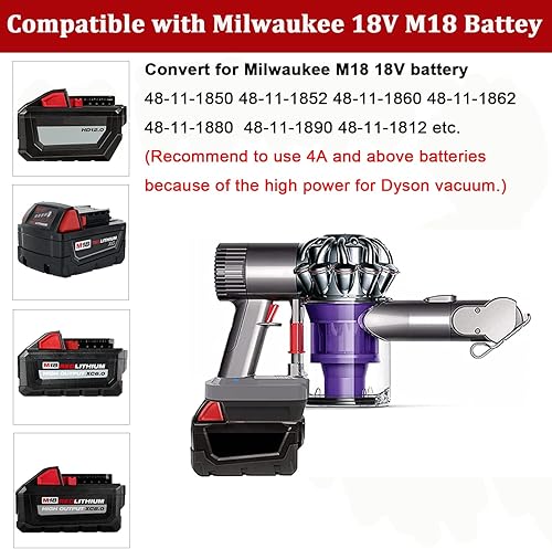 Miniatura 4 de Adaptador de batería para Dyson V8 para Milwaukee M18 18V Convertir a Dyson V8 SV10 Animal Motorhead Aspiradora de mano Convertidor (solo adaptador)