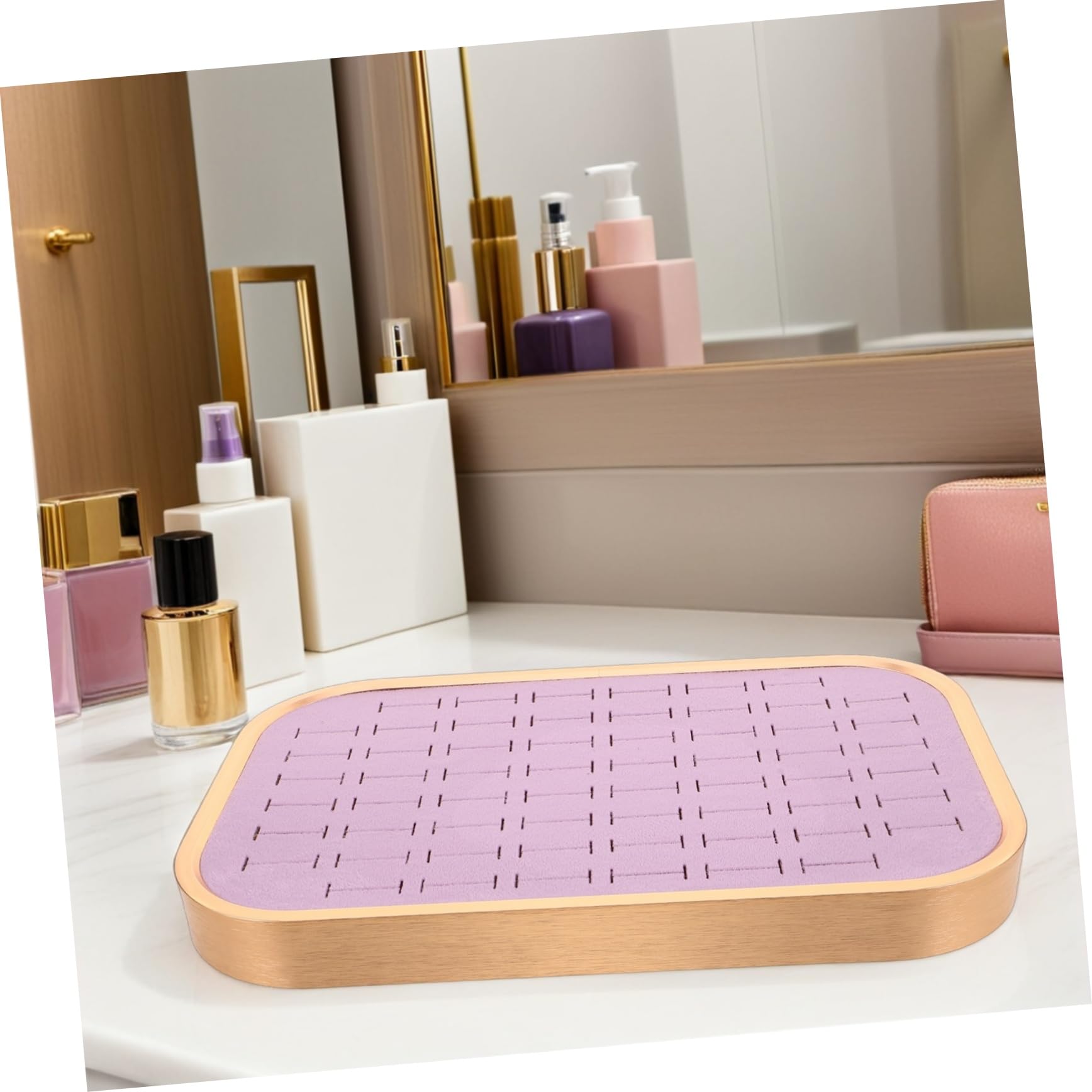 Gatuida Bandeja Organizadora para Joyas de Terciopelo Compartimentos Apilables Inserto para Soporte para Anillos Pendientes y Collares Diseño Rectangular Compacto para Mujeres y Niñas