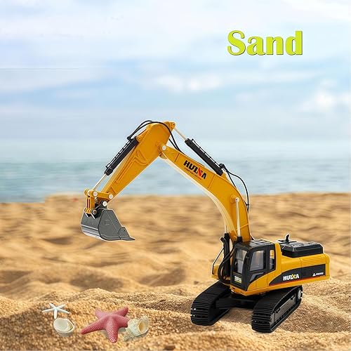 Miniatura 8 de Qcar Excavadora grande para vehículos de construcción, excavadora hidráulica de aleación resistente, escala 140, camión de juguete para niños de 8,