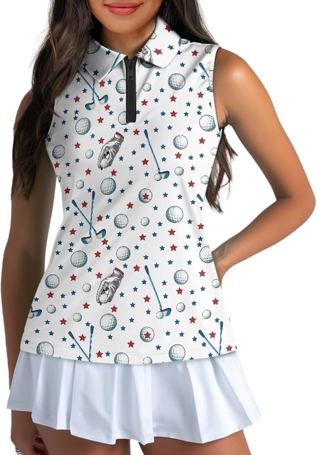 Women's Golf Shirts Sleeveless with Collar Moisture Wicking Tennis Tank Tops Ladies Athletic Shirt Golf Activewear