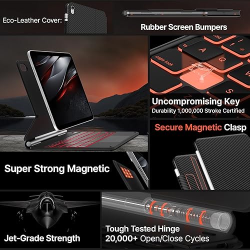 Miniatura 43 de typecase Funda de teclado Edge para iPad de 11ª generación A16 (2025) y 10ª generación de 10.9 pulgadas (2022) - Trackpad multitáctil, teclado