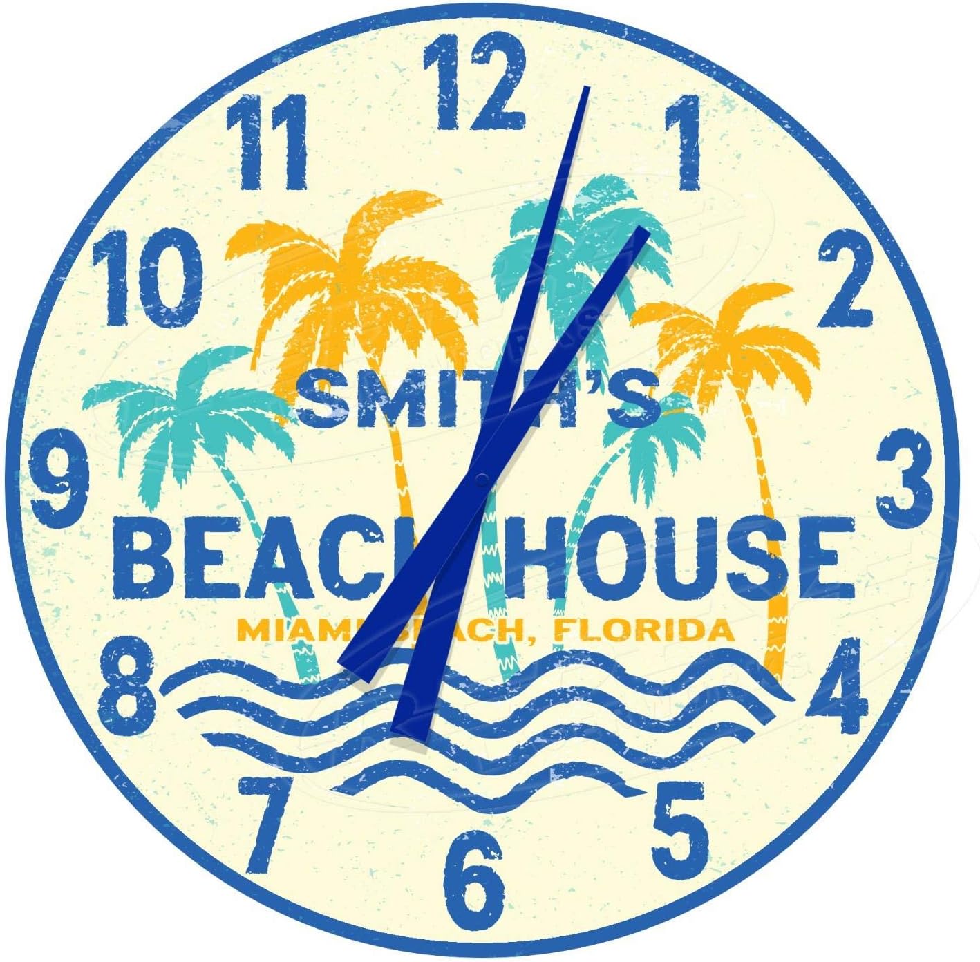 Tropical Beach House Cottage 24" Diameter Aluminum Metal Round Wall Clock