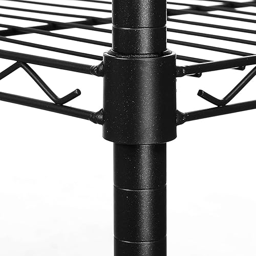 Miniatura 6 de Estante para ropa de barra de 3 niveles, estante de alambre de metal para colgar ropa móvil grande con ruedas bloqueables y par de ganchos laterales