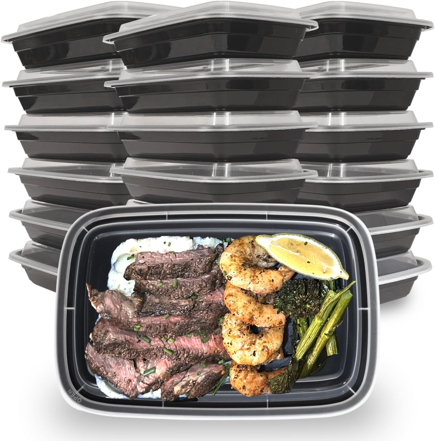 16 oz 50 Pack Meal Prep Containers BPA Free Leakproof Stackable Food Storage Containers with Lids, Microwave & Dishwasher Freezer Safe Reusable To Go Containers Bento Box Style Take Out Clear Plastic