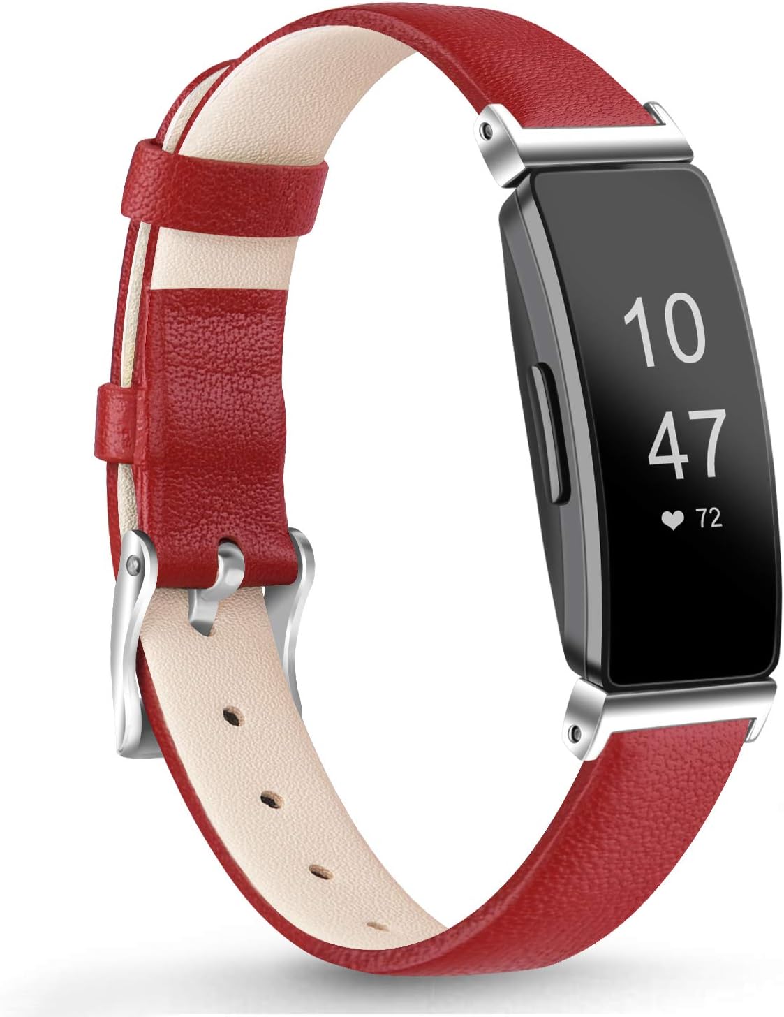 Leather Bands Compatible with Fitbit Inspire HR Bands for Women Men, Replacement Leather Bands for Fitbit Inspire & Fitbit Ace 2 & Fitbit Inspire HR (Red)