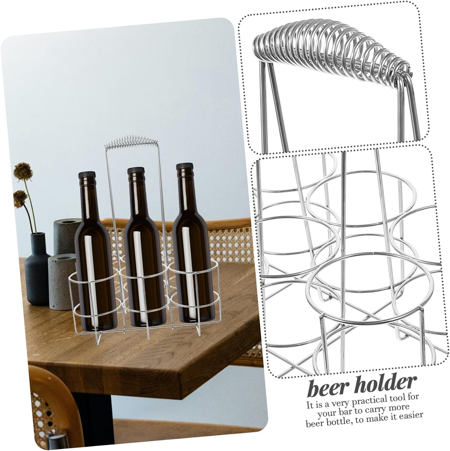 Garneck 1pc Portable Metal Beer Carrier Sturdy Handle for Picnics Parties and Everyday Use Versatile Beer Bottle Rack for Easy Storage and Transport Large Capacity for Lovers