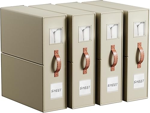 Miniatura 15 de Paquete de 4 organizadores de almacenamiento de sábanas, organizador de armario de tela prémium con ventana transparente, diseño plegable que ahorra