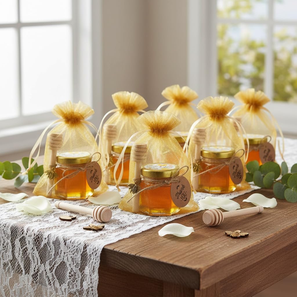 Adabocute Mini Honey Jars - Honey Pot With Honey Dippers, 60 Pack 1.5oz image 5