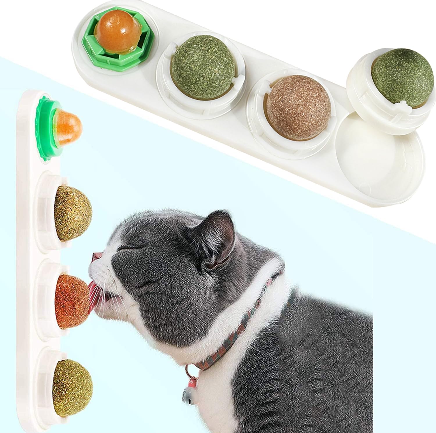 Catnip Balls Catnip Toy for Cats Rotatable Edible Balls Natural Healthy Self-Adhesive Catnip Edible Balls (White)