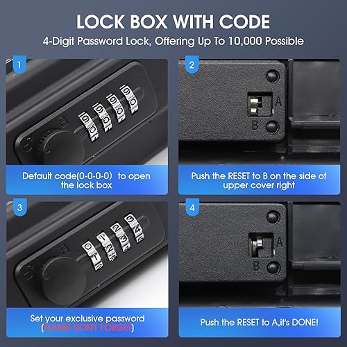 Miniatura 4 de Caja de bloqueo de playa, caja de seguridad de viaje con cadena extraíble, cajas de bloqueo con código, caja de seguridad portátil para viajes,