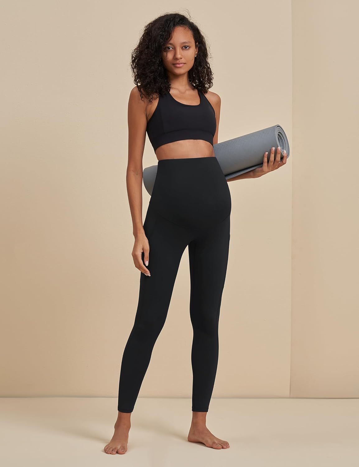 POSHDIVAH Women's Maternity Workout Leggings Over The Belly Pregnancy Yoga Pants with Pockets Soft Activewear Work Pants - Image 3