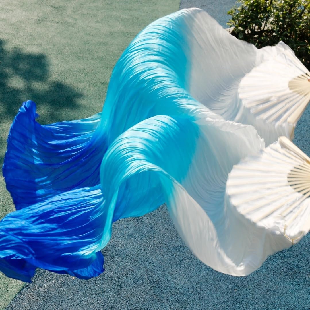 1 Pair Female Chinese Silk Veils Dance Fans Pair of Belly Dancing Fans