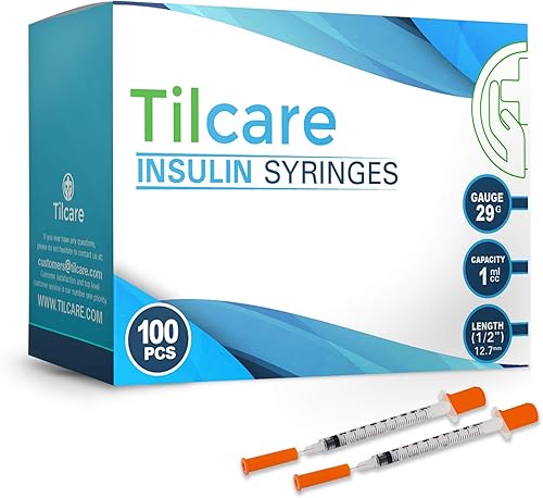 Tilcare Jeringas de insulina ultrafinas con aguja 29G 1 cc 1/2 pulgada 0.500 in 100 unidades – Jeringas diabéticas sin látex – Jeringa médica