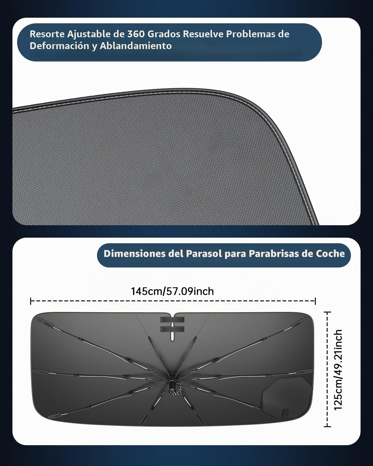 Ruiya 2026 Upgrade Parasol Coche Delantero Compatible con Hyundai Tucson 2016-2026, Paraguas Plegable Aislamiento Térmico, Protección UV, Accesorios para Parabrisas