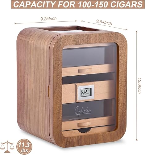 Miniatura 3 de Gabinete con tapa de vidrio, caja de almacenamiento de madera de nogal (capacidad 100-150)