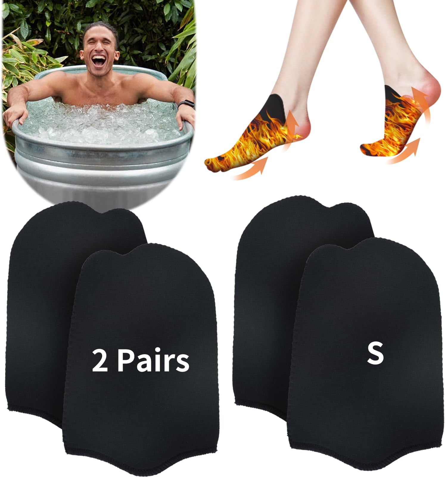 2 Pairs Ice Bath Toe Socks, Cold Plunge Toe Covers, Ice Bath Toe Booties Cold Plunge Toe Booties, Cold Plunge Tub Accessories, Reusable Neoprene Toe Warmers for Cold Plunge at Home
