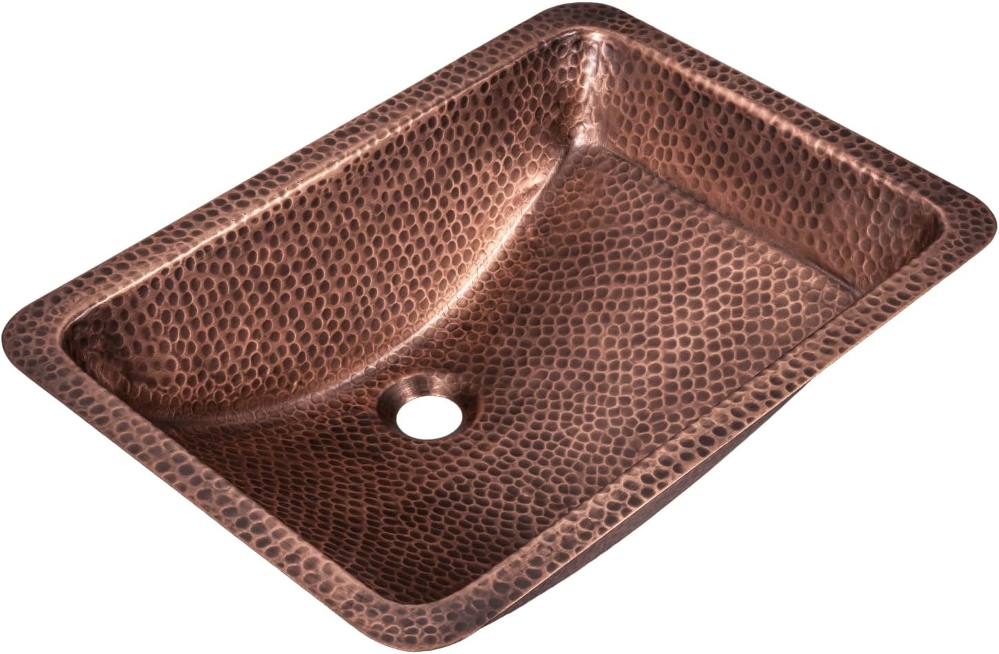 Bathroom Sink – 21-Inch Venitian Dual Mount Undermount or Drop In Bathroom Sinks, Bathrooms Hand Hammered Pure Copper Vanity Sink for Countertop, Powder Room, Bath, or Restroom