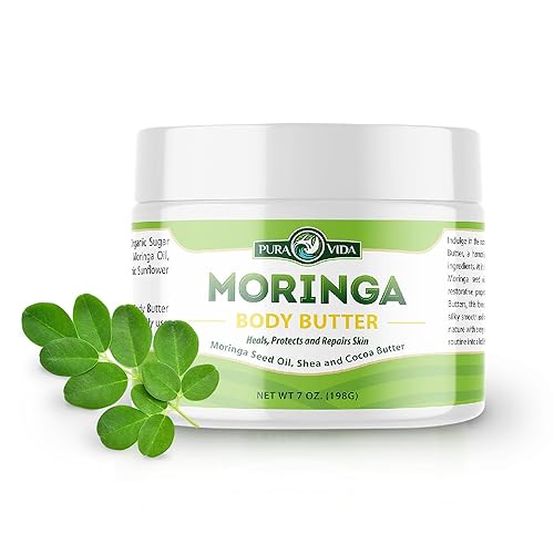 Mantequilla corporal de aceite de moringa 100% naturales para piel seca con vitamina A, C y E - Loción crema de hidratación intensa con karité y