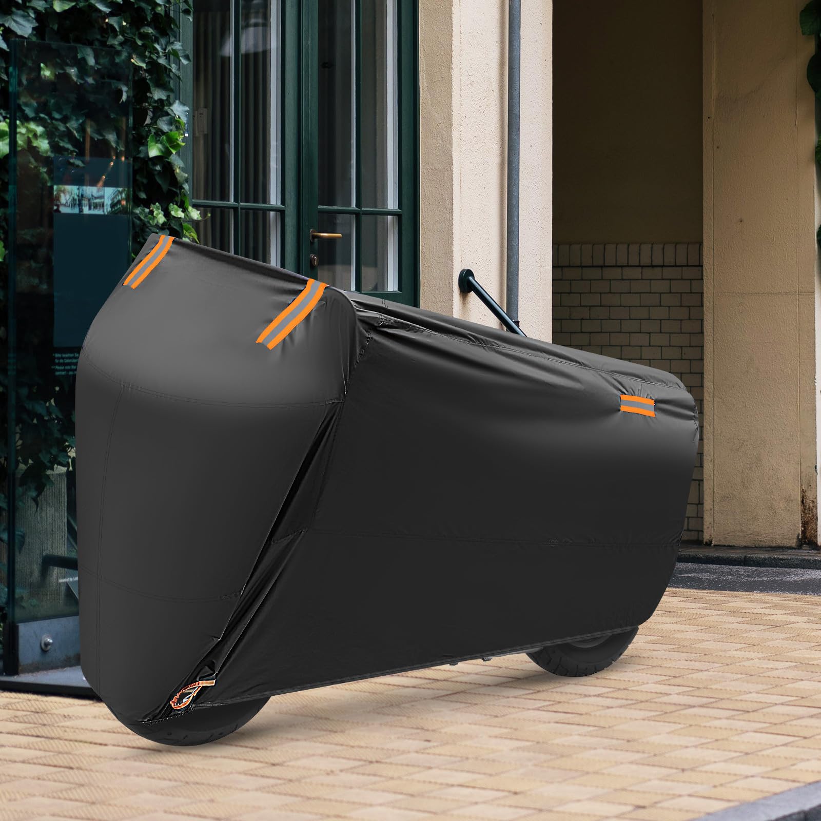 ARTIBETTER Housse de Moto Résistante Vent en Tissu Oxford Imperméable avec Œillets de Verrouillage Stockage Extérieur et Voyages