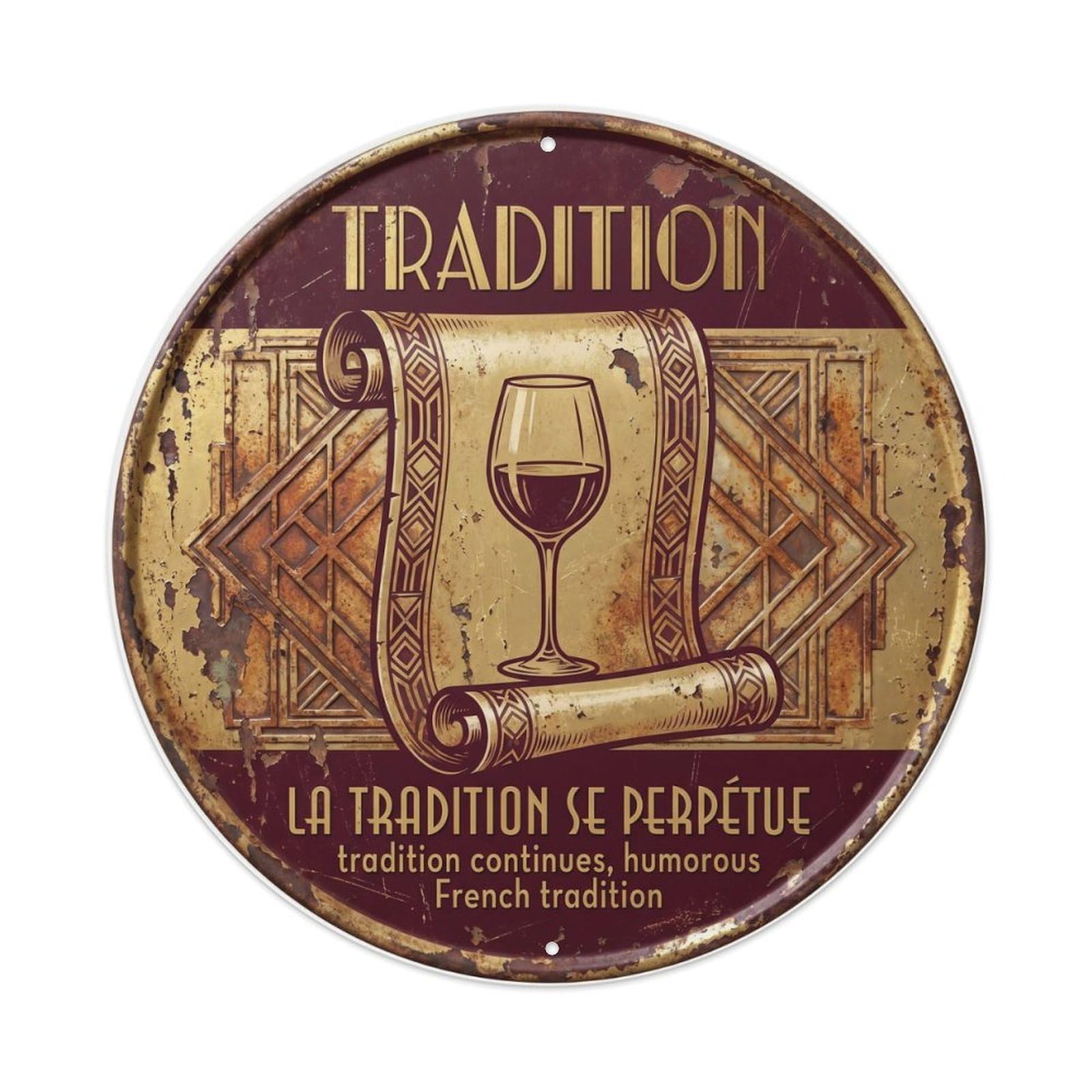 Tradition Humorous Lounge Tradition Metal Tin Sign Plaque Wall Decor for Cafe, Club Bar, Office, Home Garden Round Metal Poster 8x8Inch