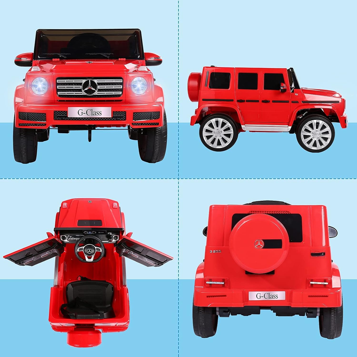 METAK Licensed Mercedes-Benz G63 AMG Car for Kids with 2 Powerful Motors, Ride on Car 12V, Electric Car Remote Control/ 2+1 Speed/ Suspension System/ Horn/ LED/ Music/ USB for Boys, Girls(Red) : Automotive