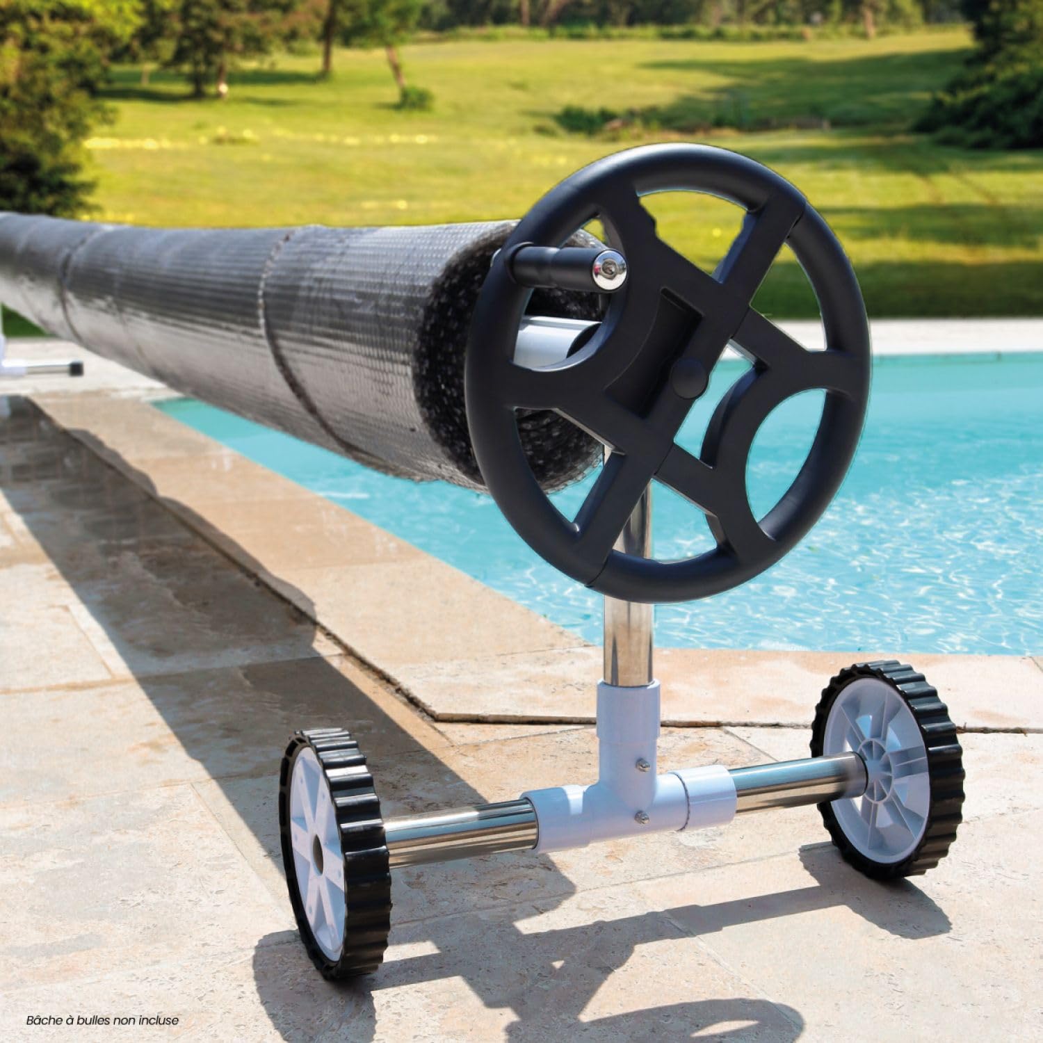 Linxor - Enrouleur de bâche à Bulles pour Piscine Extensible de 1 m à 6 m + Système d'attache