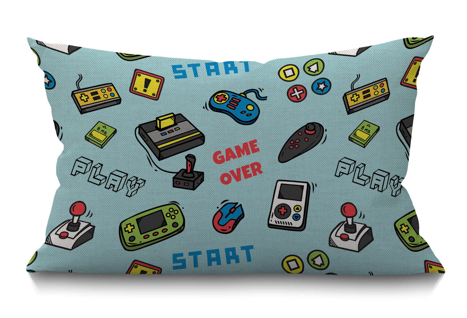 BGBDEIA Gamer Cushion Cover,Decorative Throw Pillow Video Game and Game Handle Pattern Waist Lumbar Cotton Linen Throw Pillow case Cushion Cover for Sofa Home Decorative Oblong 12x20 Inches 30x50 cm