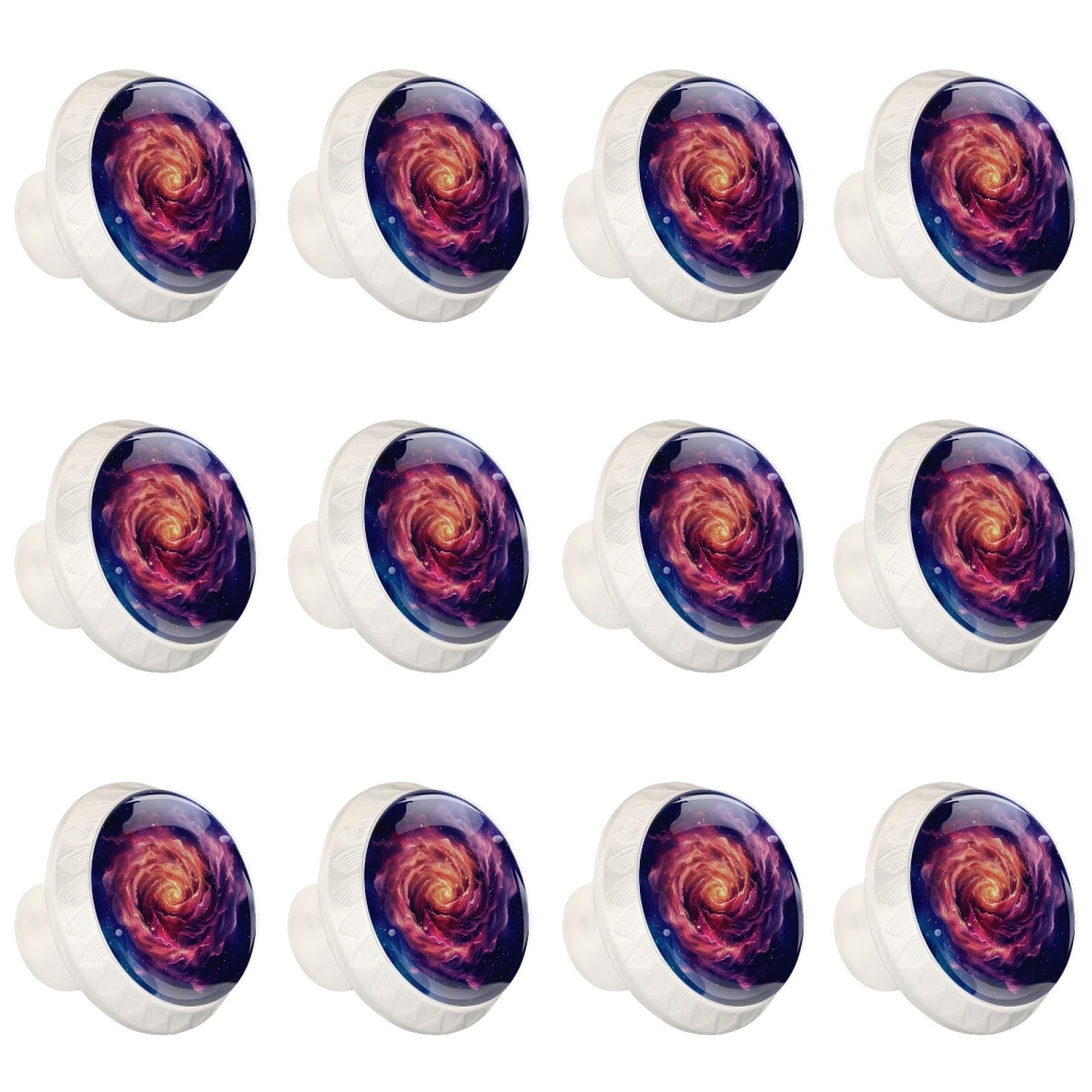 Boutons de tiroir en verre rose galaxie : lot de 12 poignées d'armoire et de placard