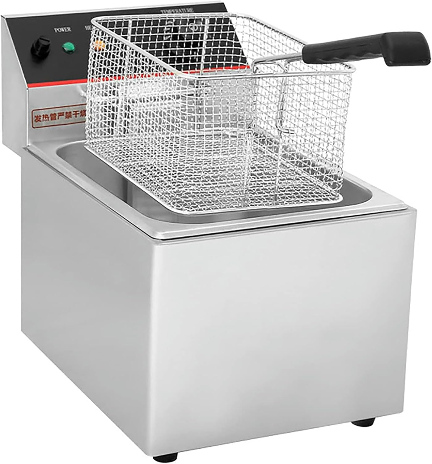 8L Deep Fat Fryer, Commercial Deep Fryer with Temperature Control Stainless Steel Non-Stick Oil Tank Removable Lid & Basket Non-Slip Feet Easy Clean 2800W,Double Cylinder (Single Cy