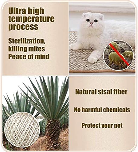 Miniatura 6 de Adorrable Alfombrilla duradera para arañar gatos, tapete de sisal natural para entrenamiento de arañazos, tapete antideslizante, protector de
