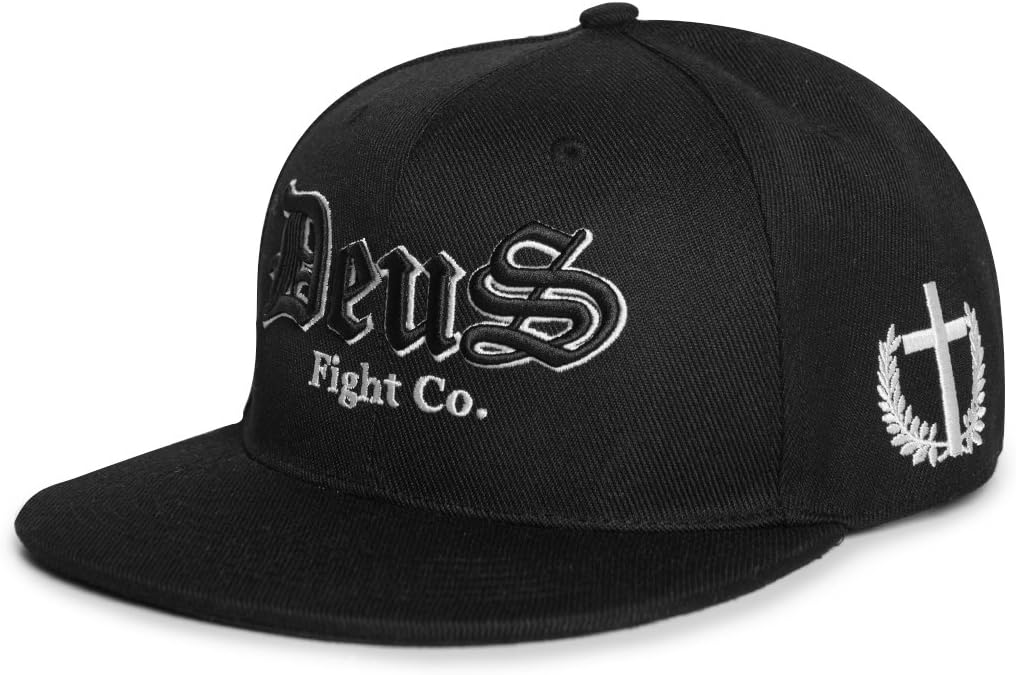 Deus Fight Men's Flat Bill Snap Back Hat One-Size Black