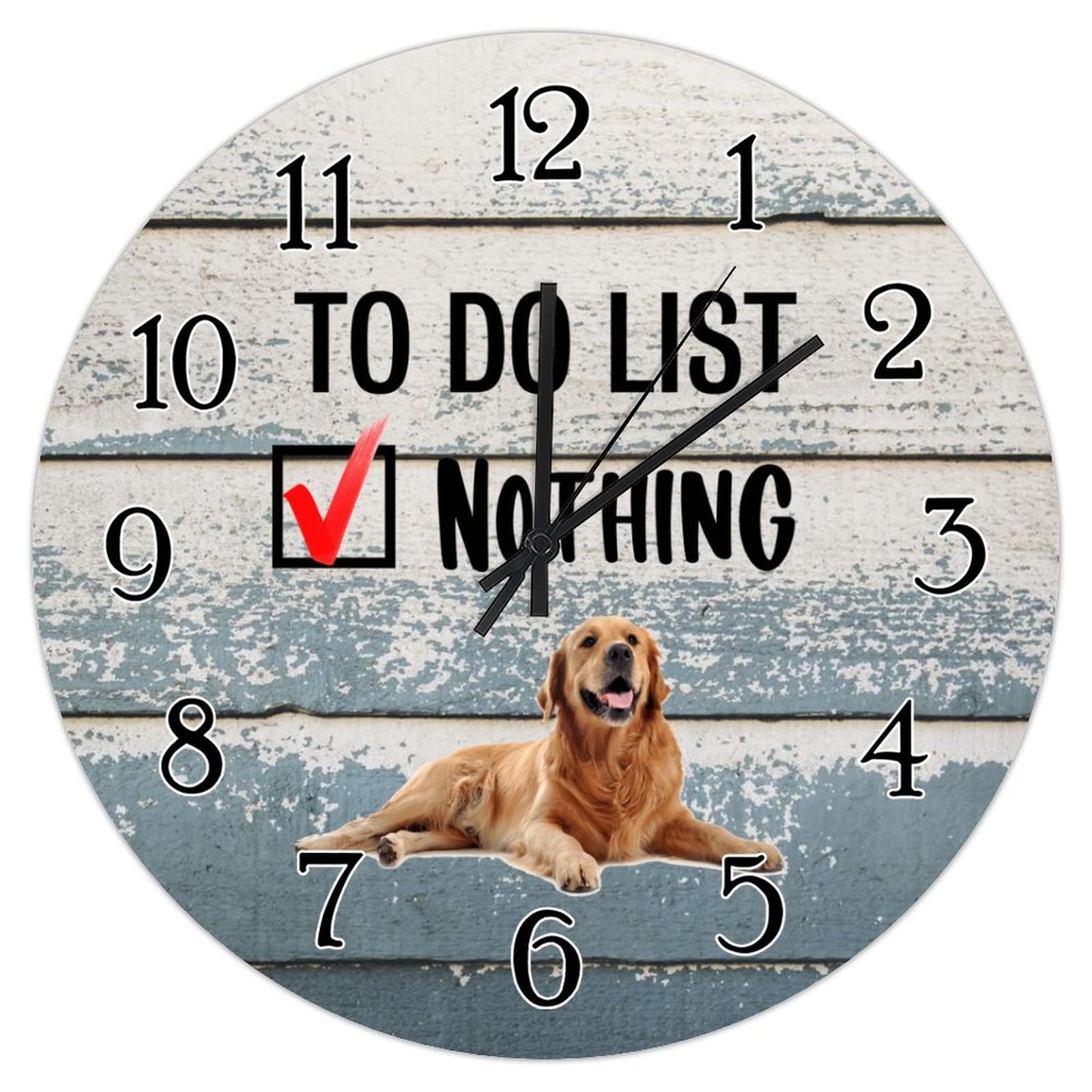 Horloge bois Golden Retriever style shabby chic haut de gamme