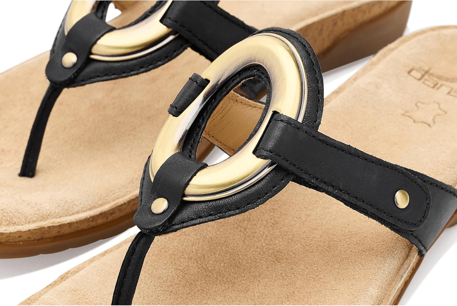 Dansko Rosalia Women’s Thong Sandal – Premium Leather, Cushioned Footbed with Soft Suede Sock Lining, Lightweight Cork Midsole, Double Adjustable Hook-and Loop Straps, Everyday Summer Footwear