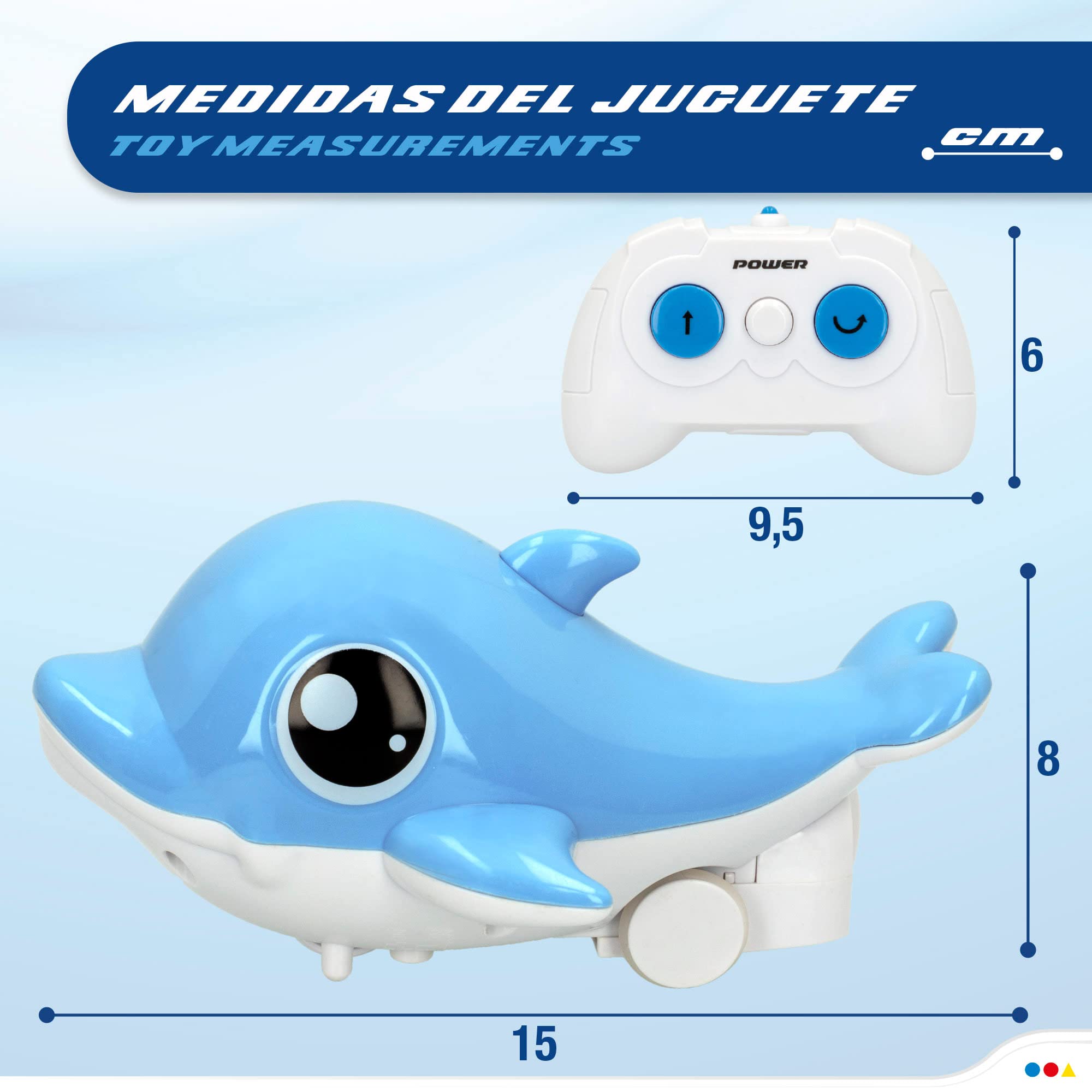 ColorBaby Racing Boat 39730 Dauphin de Jouet radiocommandé, 35 x 12 x 10 cm, télécommande Submersible, 6 Directions, fréquence 2,4 GHz, portée 30 mètres, autonomie 25 Minutes + 3 Ans