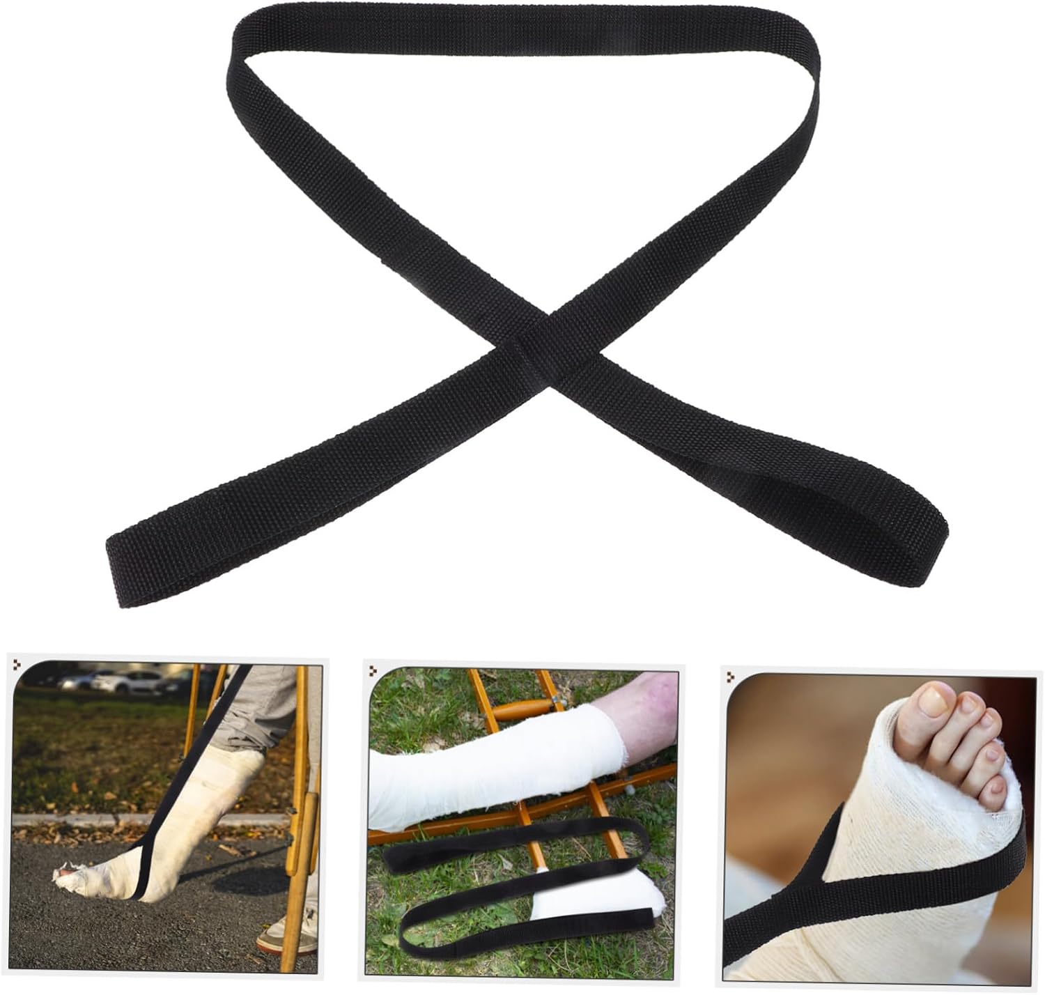 Elder Leg Lifter Strap Aid with Handgrip Foot Lifter Belt for Patient Care for Black Design for Elderly Disabled
