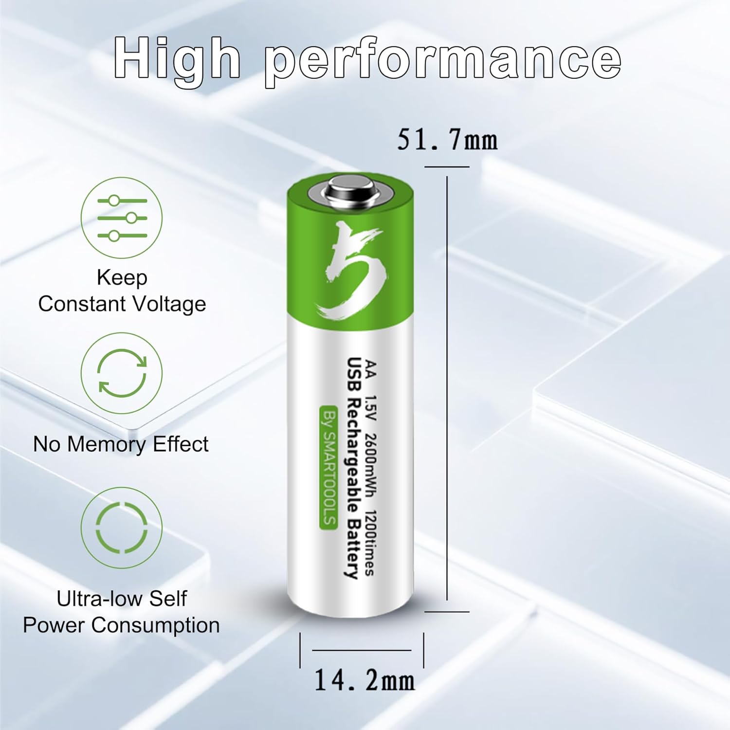 16pcs AA Battery USB/Type-C AA Rechargeable Batteries, High Capacity 1.5V 1733mAh 2600mWh 1.5 Hours Fast Charge, Cycle Times up to 1200x with Type-C Port Charging Cable