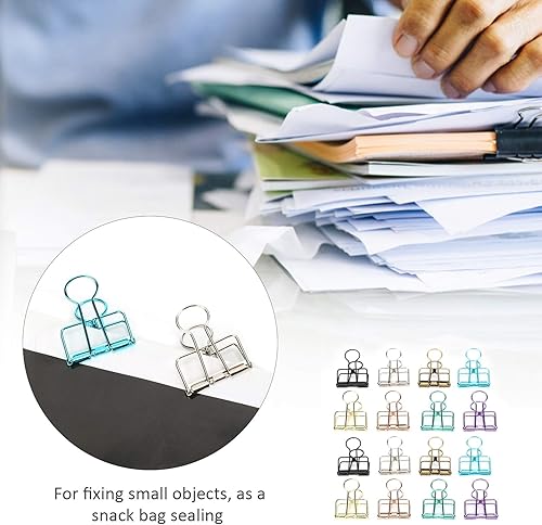 Miniatura 4 de 16 clips plegables de alambre de hierro, abrazaderas de papel estacionario, clips de metal huecos, clip de esqueleto de agarre fuerte