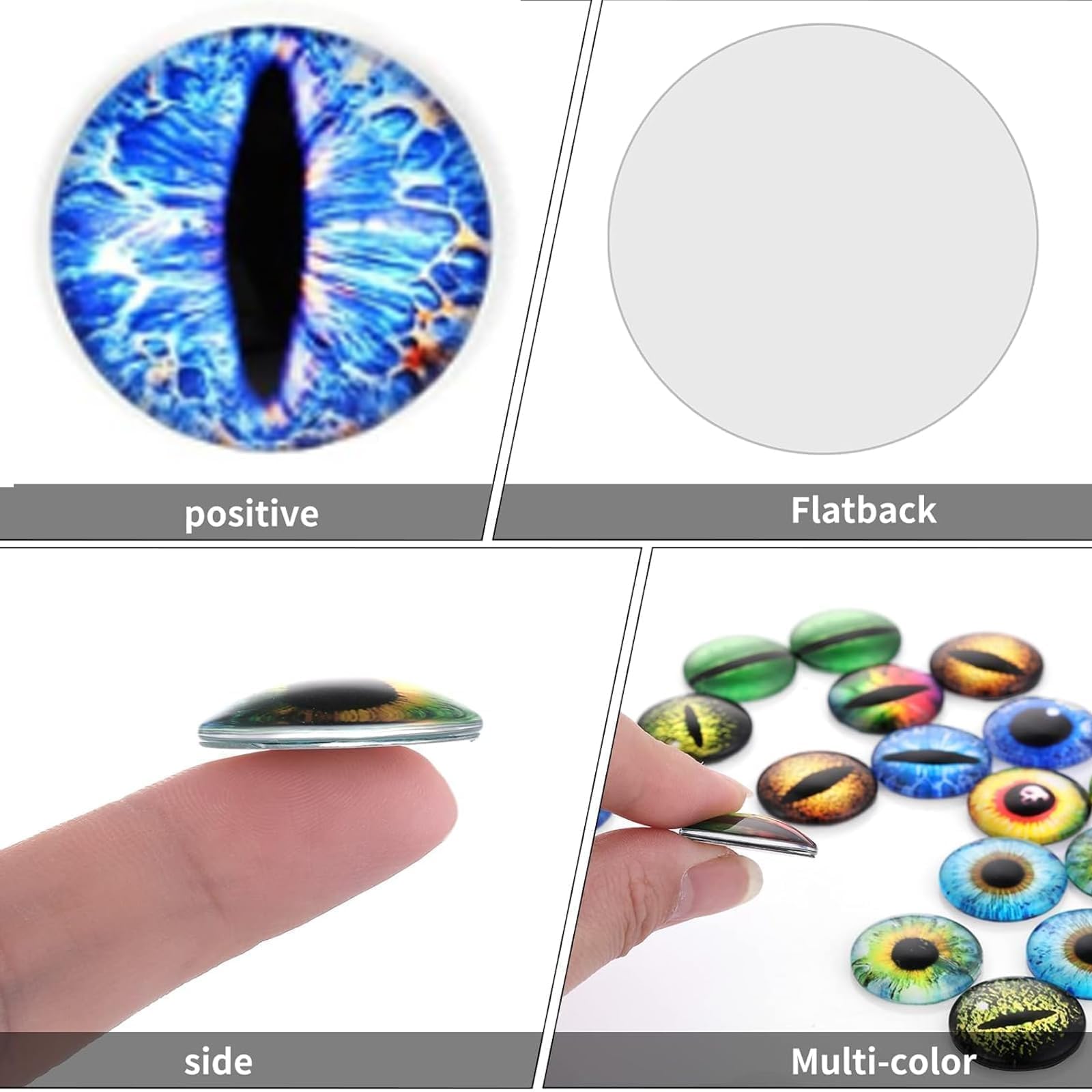 5-25Pair Glass Round Self-Adhesive Dragon Eyes 6-30mm Colorful