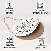 Vista 3 de Letrero de sueño de bebé para puerta delantera, de 12 x 12 pulgadas, con texto en inglés "Please Do Not Ring", colgador de puerta de madera