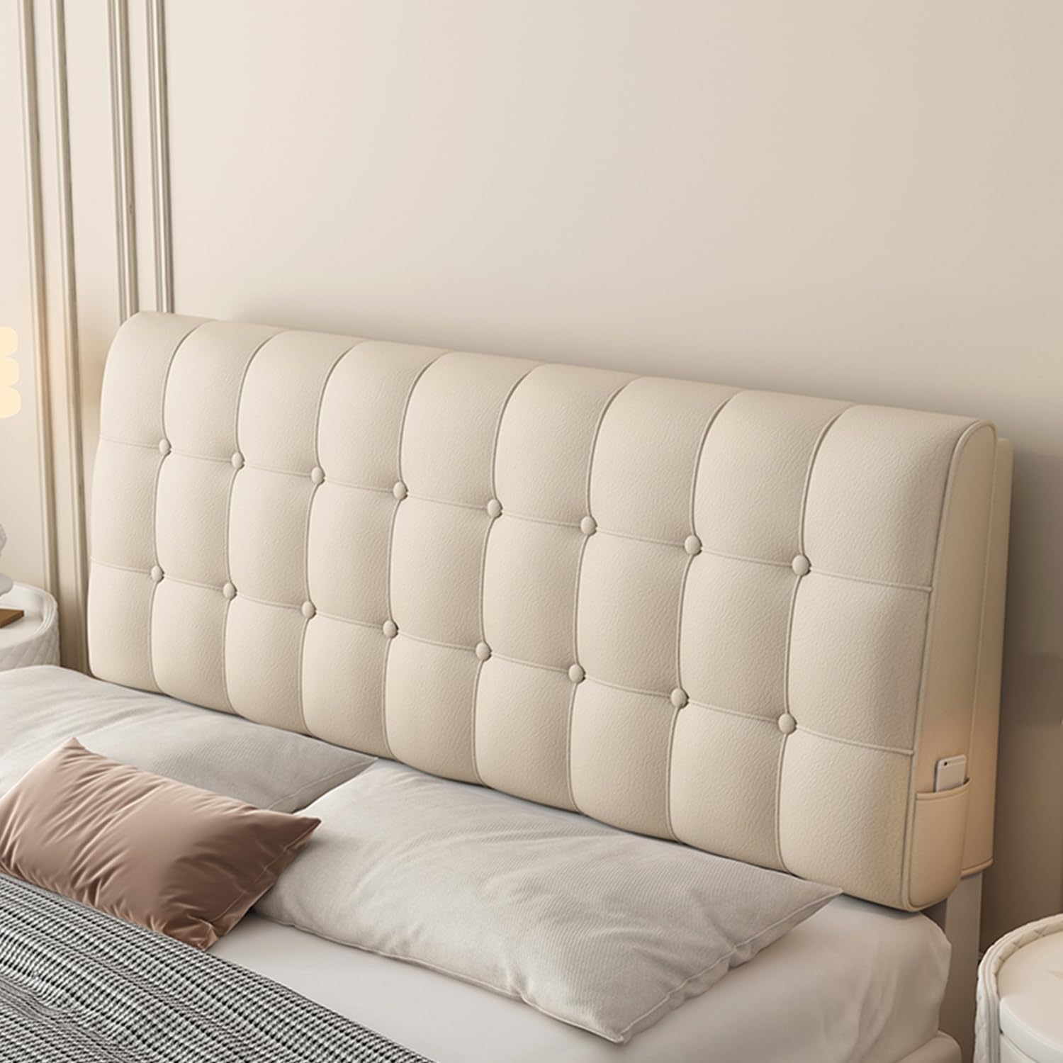 Cabecero tapizado de piel sintética para dormitorio, litera, respaldo grande de apoyo lumbar con funda extraíble, 79 x 23 x 4 pulgadas