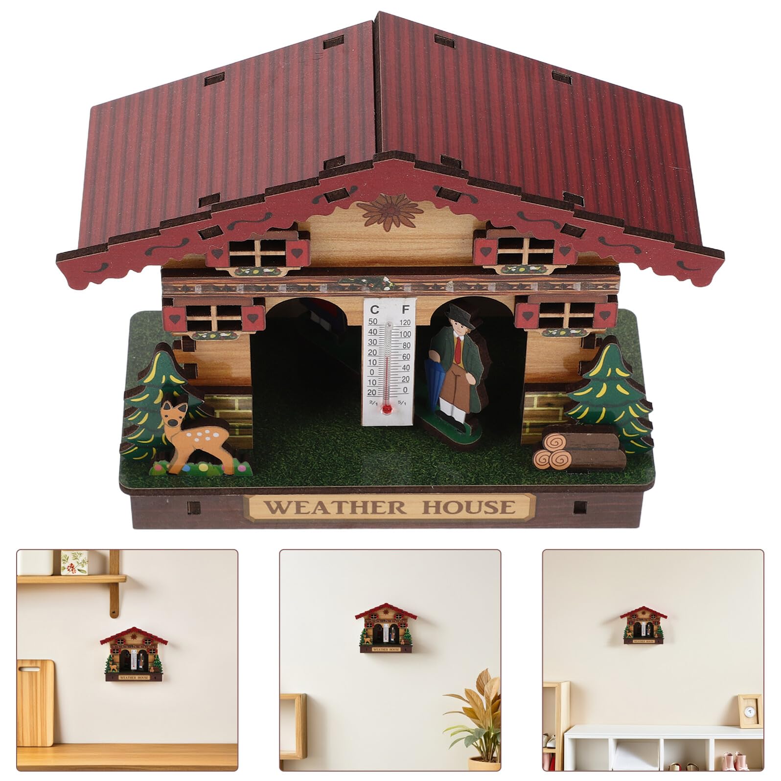 Termometro Igrometro Barometro da Parete in Legno Decorativo per Interni Casa e Sauna Indicatore Clima Preciso per Temperatura e Umidità per Camere Uffici e Spazi Compatti