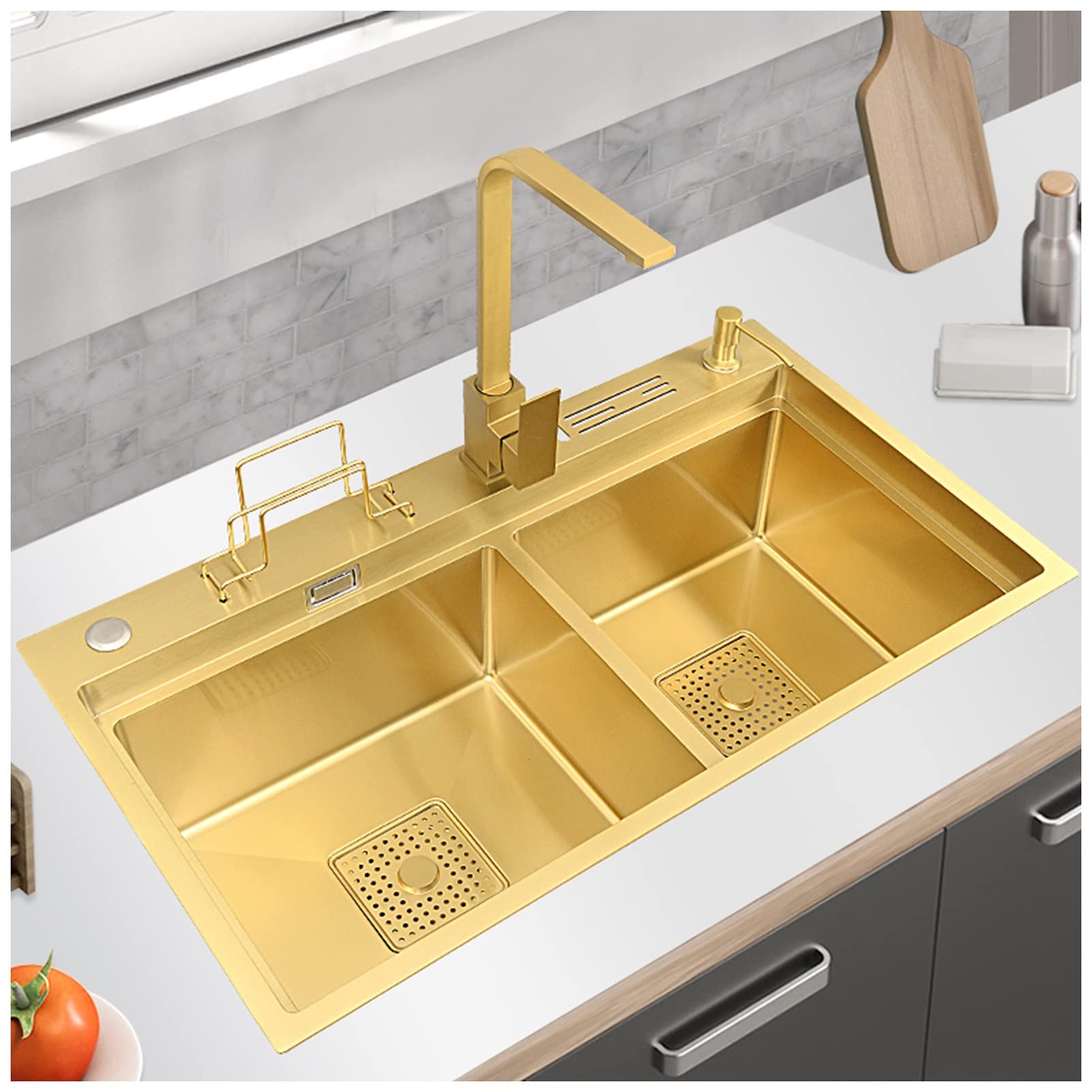 Évier de cuisine double barre multi-usage en acier inoxydable pour usage domestique et commercial