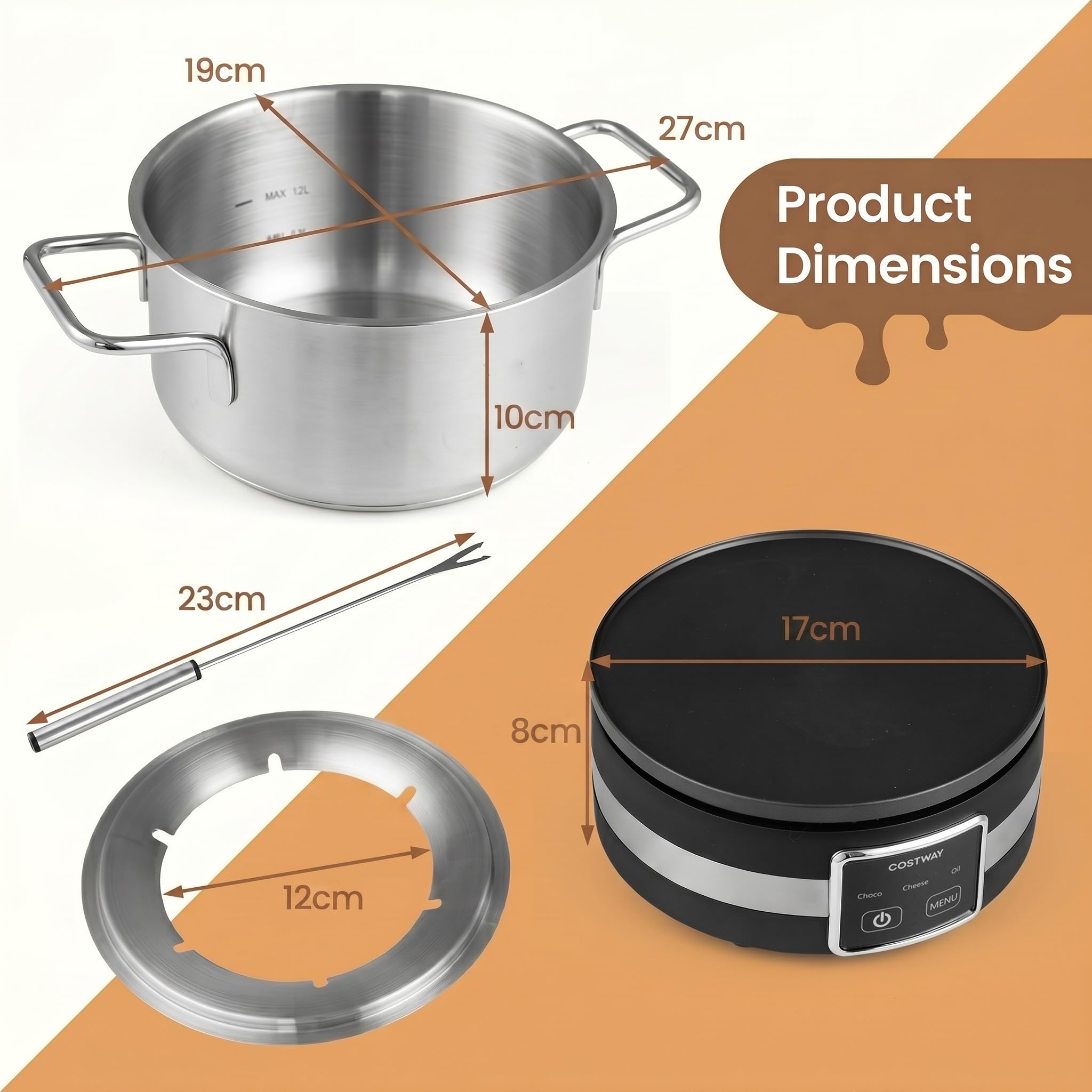 GIANTEX Appareil à Fondue Électrique 1200W