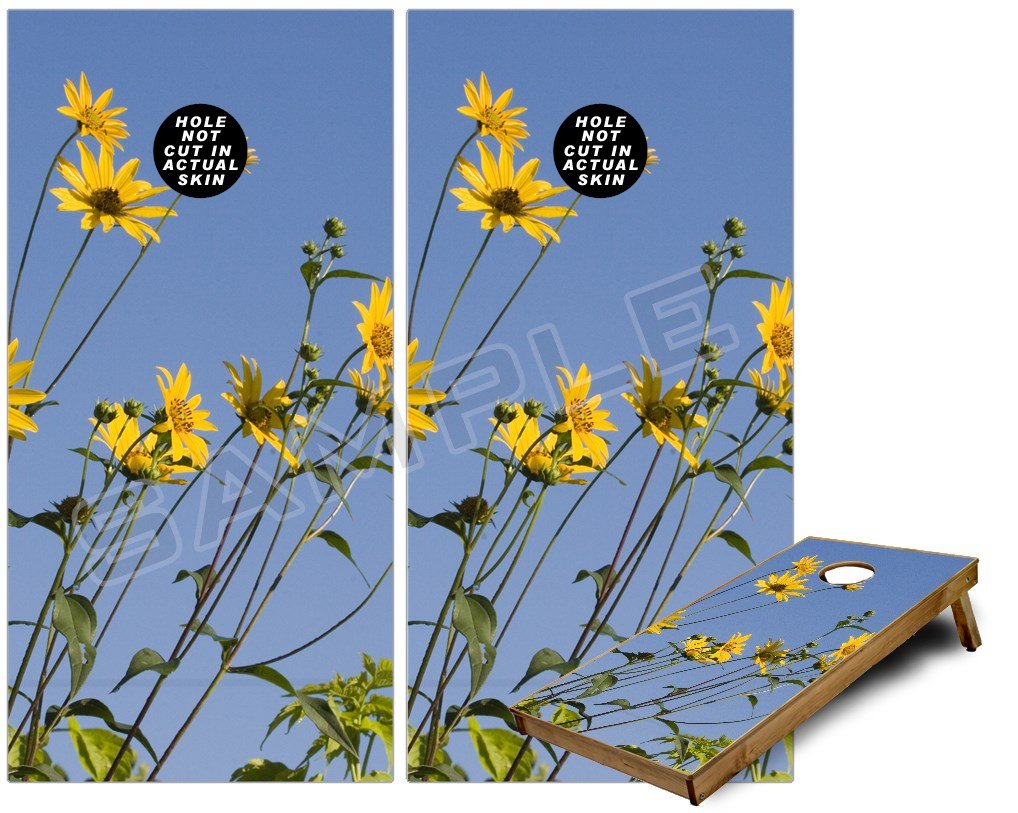 Cornhole Bag Toss Game Board Vinyl Wrap Skin Kit - Yellow Daisys (fits 24x48 Game Boards - Gameboards NOT Included)