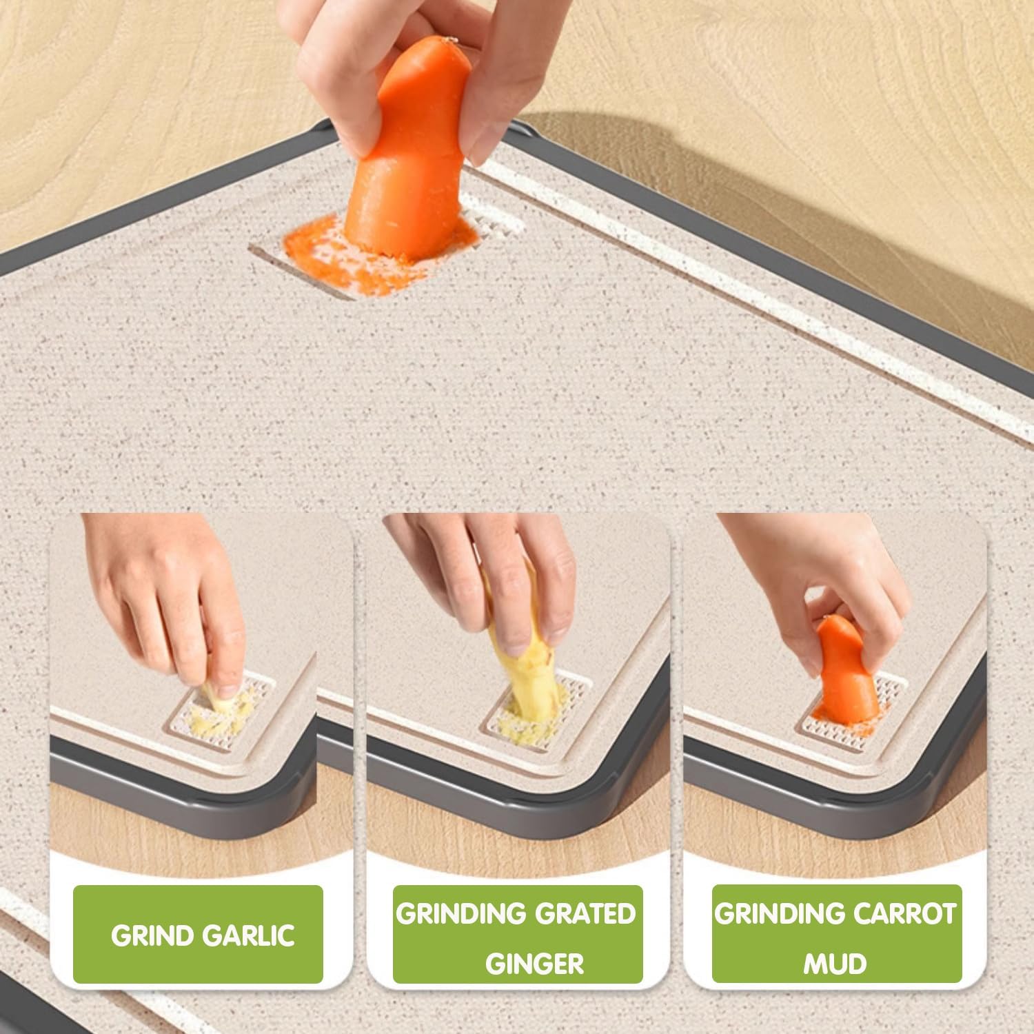 Titanium Cutting Board for Kitchen,2-in-1 Double Sided Food-Grade Pure Titanium&Wheat Straw PP,Non-Toxic，Non-Slip，Ideal for Meat,Fruit，Vegetables & Family Cooking ，Easy to Clean Large Size 15.2”×10.5”
