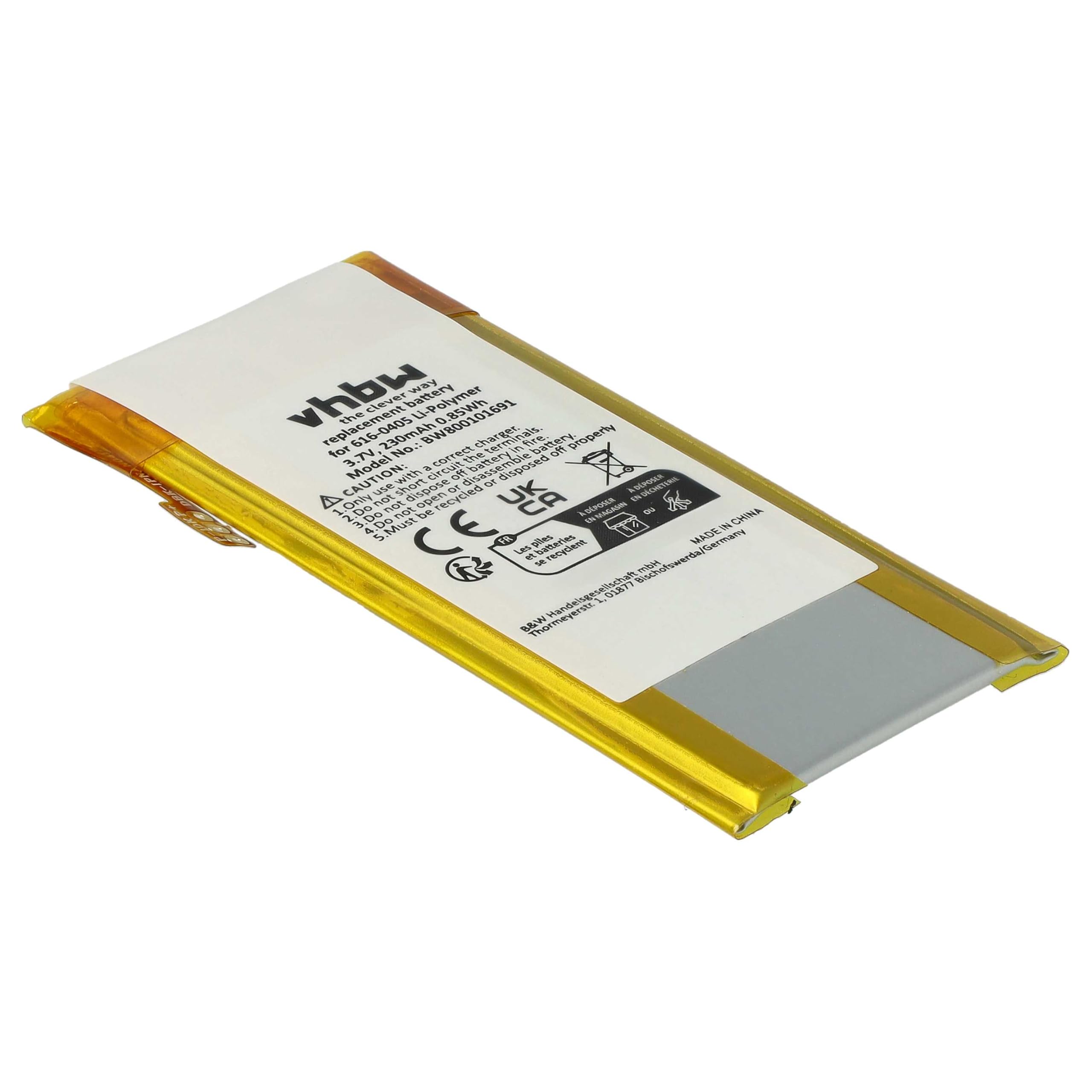 vhbw 1 x bateria kompatybilna z Apple iPod Nano 4G, 4. generacji 8 GB, 4. generacji, odtwarzacz MP3 (230 mAh, 3,7 V, litowo-polimerowy)